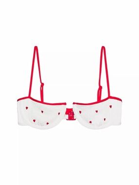 Zara White Bikini Top with Red Heart Details